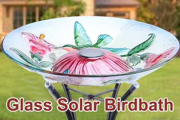 Glass Solar Birdbath