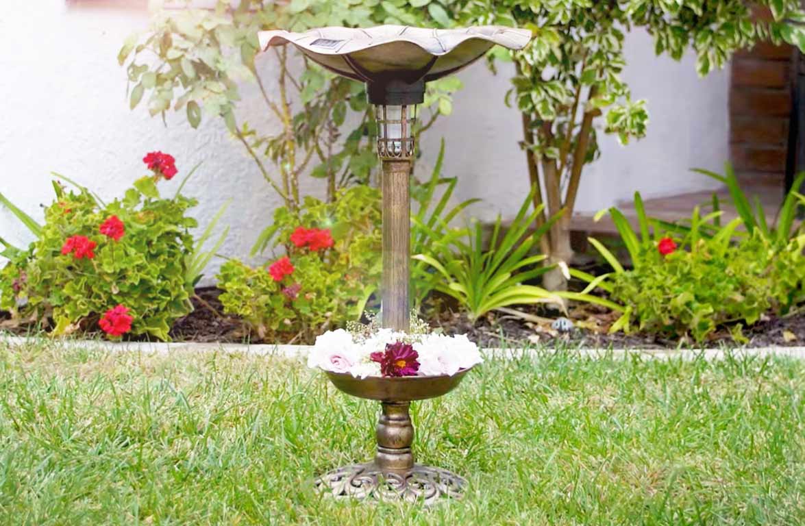 Solar Birdbath Pedestal Style