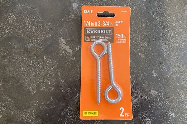 stainless steel eye screws to hang bird feeders between two trees